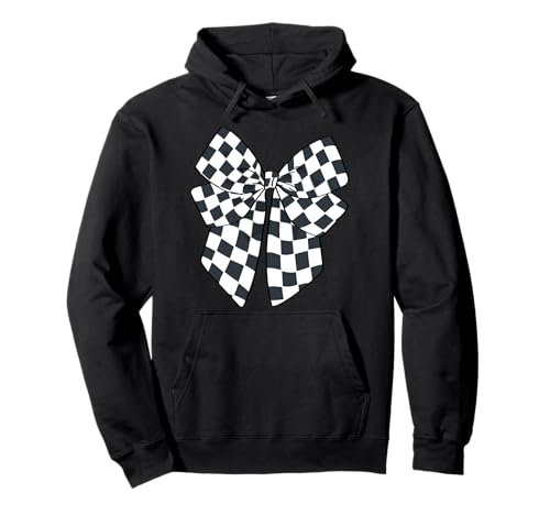 Kariertes Schachbrett Schwarz Weiß Muster Mädchen Kokette Schleife Pullover Hoodie von Womens Coquette Bow Checkerboard Pattern Gifts