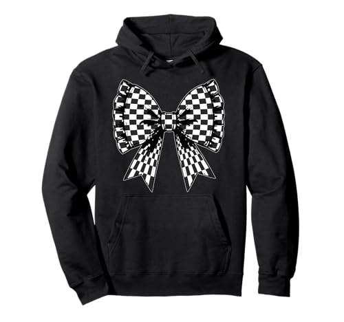 Kariertes Schachbrett Schwarz Weiß Muster Mädchen Kokette Schleife Pullover Hoodie von Womens Coquette Bow Checkerboard Pattern Gifts