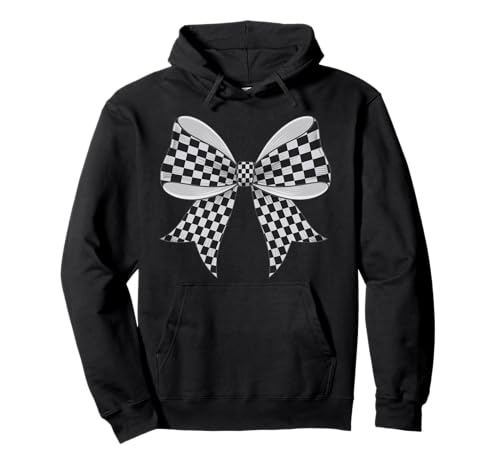 Kariertes Schachbrett Schwarz Weiß Muster Mädchen Kokette Schleife Pullover Hoodie von Womens Coquette Bow Checkerboard Pattern Gifts
