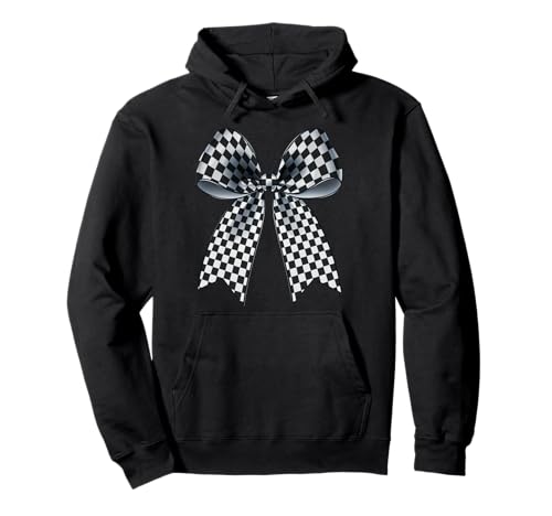 Kariertes Schachbrett Schwarz Weiß Muster Mädchen Kokette Schleife Pullover Hoodie von Womens Coquette Bow Checkerboard Pattern Gifts