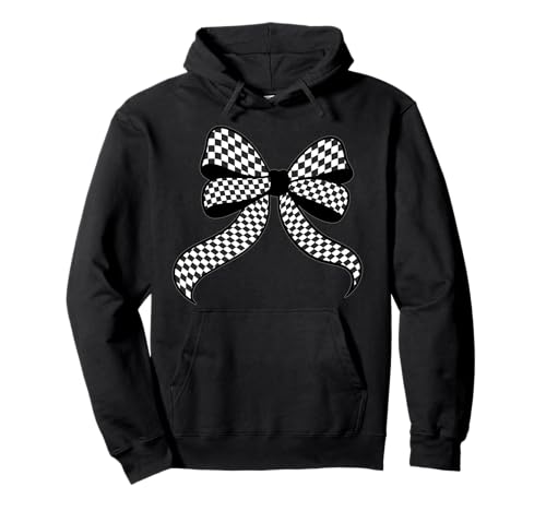 Kariertes Schachbrett Schwarz Weiß Muster Mädchen Kokette Schleife Pullover Hoodie von Womens Coquette Bow Checkerboard Pattern Gifts