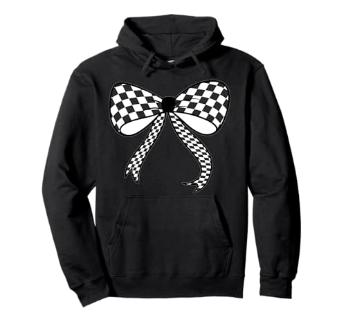 Kariertes Schachbrett Schwarz Weiß Muster Mädchen Kokette Schleife Pullover Hoodie von Womens Coquette Bow Checkerboard Pattern Gifts