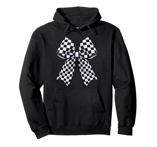 Kariertes Schachbrett Schwarz Weiß Muster Mädchen Kokette Schleife Pullover Hoodie von Womens Coquette Bow Checkerboard Pattern Gifts