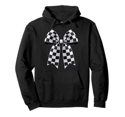 Kariertes Schachbrett Schwarz Weiß Muster Mädchen Kokette Schleife Pullover Hoodie von Womens Coquette Bow Checkerboard Pattern Gifts