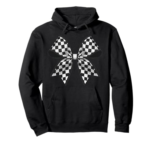 Kariertes Schachbrett Schwarz Weiß Muster Mädchen Kokette Schleife Pullover Hoodie von Womens Coquette Bow Checkerboard Pattern Gifts