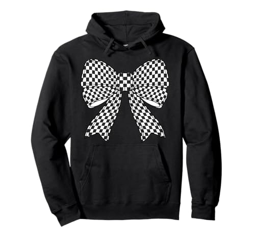 Kariertes Schachbrett Schwarz Weiß Muster Mädchen Kokette Schleife Pullover Hoodie von Womens Coquette Bow Checkerboard Pattern Gifts