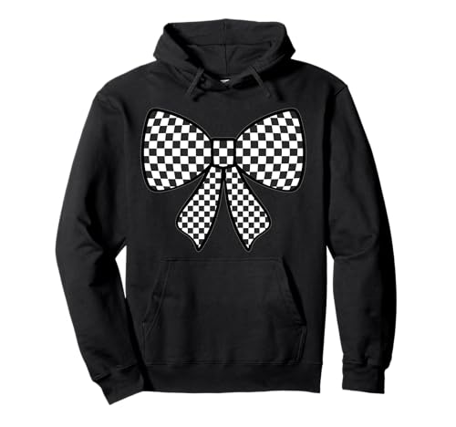 Kariertes Schachbrett Schwarz Weiß Muster Mädchen Kokette Schleife Pullover Hoodie von Womens Coquette Bow Checkerboard Pattern Gifts