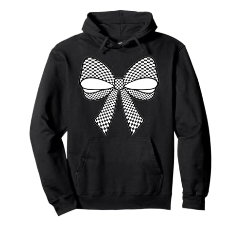 Kariertes Schachbrett Schwarz Weiß Muster Mädchen Kokette Schleife Pullover Hoodie von Womens Coquette Bow Checkerboard Pattern Gifts