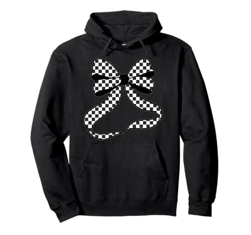 Kariertes Schachbrett Schwarz Weiß Muster Mädchen Kokette Schleife Pullover Hoodie von Womens Coquette Bow Checkerboard Pattern Gifts