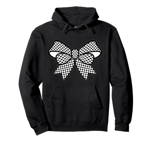 Kariertes Schachbrett Schwarz Weiß Muster Mädchen Kokette Schleife Pullover Hoodie von Womens Coquette Bow Checkerboard Pattern Gifts