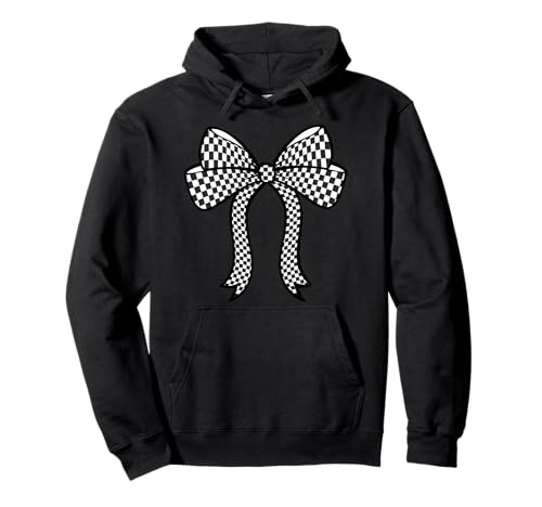 Kariertes Schachbrett Schwarz Weiß Muster Mädchen Kokette Schleife Pullover Hoodie von Womens Coquette Bow Checkerboard Pattern Gifts