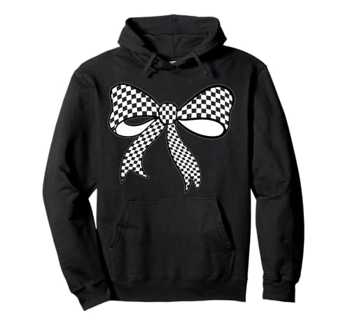 Kariertes Schachbrett Schwarz Weiß Muster Mädchen Kokette Schleife Pullover Hoodie von Womens Coquette Bow Checkerboard Pattern Gifts
