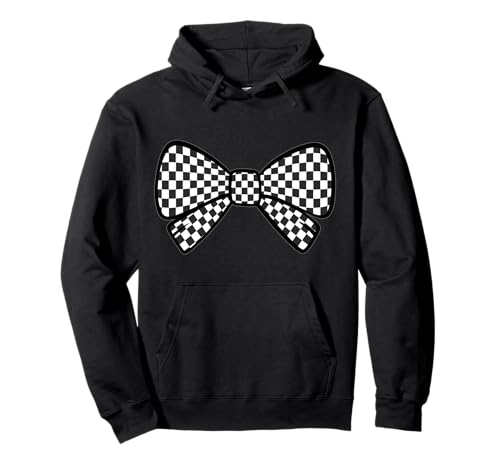 Kariertes Schachbrett Schwarz Weiß Muster Mädchen Kokette Schleife Pullover Hoodie von Womens Coquette Bow Checkerboard Pattern Gifts