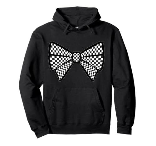 Kariertes Schachbrett Schwarz Weiß Muster Mädchen Kokette Schleife Pullover Hoodie von Womens Coquette Bow Checkerboard Pattern Gifts