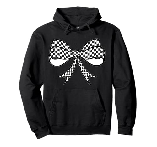 Kariertes Schachbrett Schwarz Weiß Muster Mädchen Kokette Schleife Pullover Hoodie von Womens Coquette Bow Checkerboard Pattern Gifts