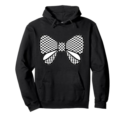 Kariertes Schachbrett Schwarz Weiß Muster Mädchen Kokette Schleife Pullover Hoodie von Womens Coquette Bow Checkerboard Pattern Gifts