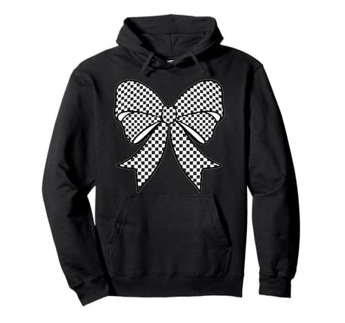 Kariertes Schachbrett Schwarz Weiß Muster Mädchen Kokette Schleife Pullover Hoodie von Womens Coquette Bow Checkerboard Pattern Gifts