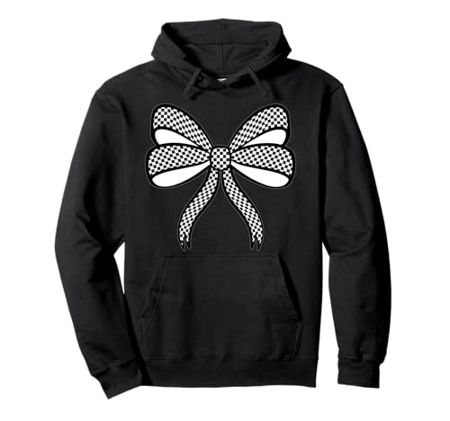 Kariertes Schachbrett Schwarz Weiß Muster Mädchen Kokette Schleife Pullover Hoodie von Womens Coquette Bow Checkerboard Pattern Gifts