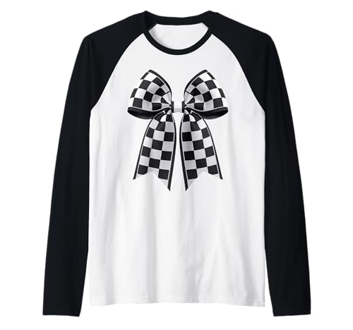 Kariertes Schachbrett Schwarz Weiß Muster Mädchen Kokette Schleife Raglan von Womens Coquette Bow Checkerboard Pattern Gifts