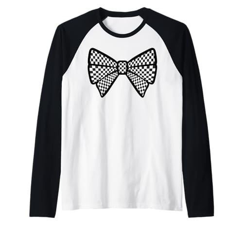 Kariertes Schachbrett Schwarz Weiß Muster Mädchen Kokette Schleife Raglan von Womens Coquette Bow Checkerboard Pattern Gifts