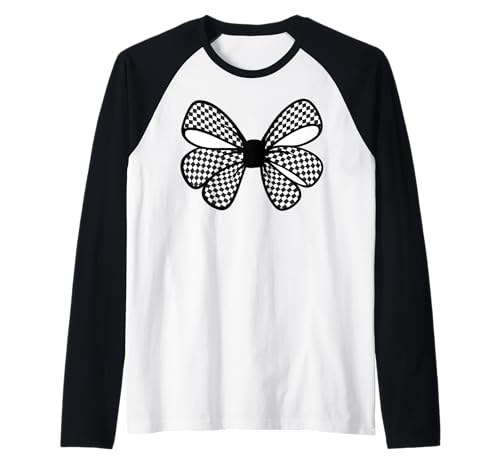 Kariertes Schachbrett Schwarz Weiß Muster Mädchen Kokette Schleife Raglan von Womens Coquette Bow Checkerboard Pattern Gifts