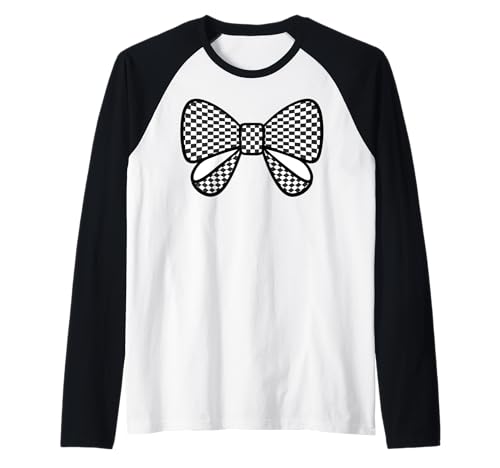 Kariertes Schachbrett Schwarz Weiß Muster Mädchen Kokette Schleife Raglan von Womens Coquette Bow Checkerboard Pattern Gifts