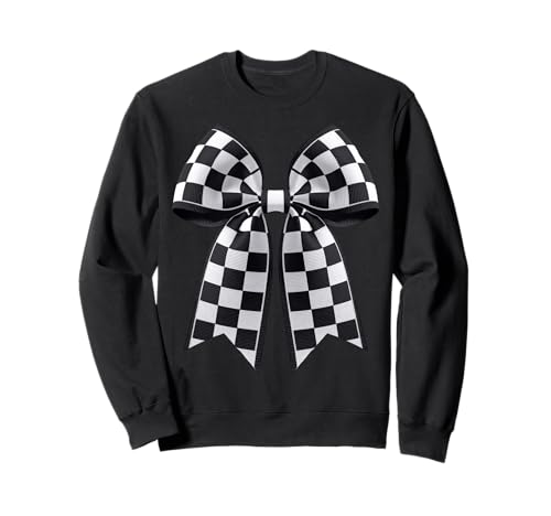 Kariertes Schachbrett Schwarz Weiß Muster Mädchen Kokette Schleife Sweatshirt von Womens Coquette Bow Checkerboard Pattern Gifts