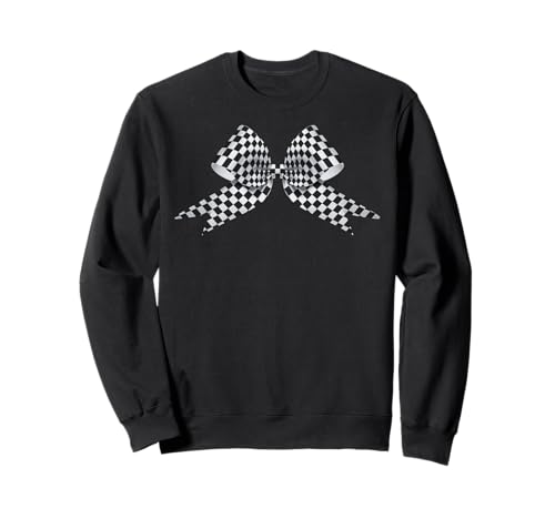 Kariertes Schachbrett Schwarz Weiß Muster Mädchen Kokette Schleife Sweatshirt von Womens Coquette Bow Checkerboard Pattern Gifts