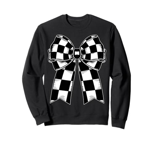 Kariertes Schachbrett Schwarz Weiß Muster Mädchen Kokette Schleife Sweatshirt von Womens Coquette Bow Checkerboard Pattern Gifts