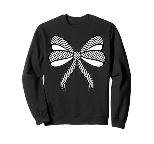 Kariertes Schachbrett Schwarz Weiß Muster Mädchen Kokette Schleife Sweatshirt von Womens Coquette Bow Checkerboard Pattern Gifts