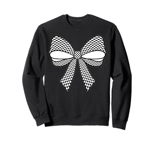 Kariertes Schachbrett Schwarz Weiß Muster Mädchen Kokette Schleife Sweatshirt von Womens Coquette Bow Checkerboard Pattern Gifts