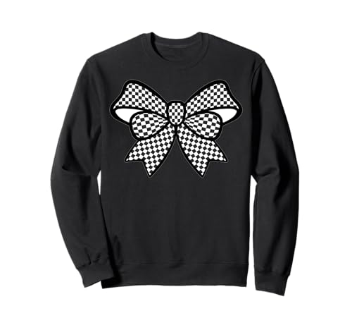 Kariertes Schachbrett Schwarz Weiß Muster Mädchen Kokette Schleife Sweatshirt von Womens Coquette Bow Checkerboard Pattern Gifts