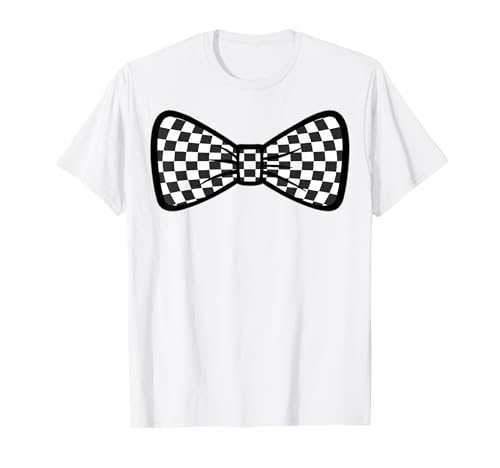 Kariertes Schachbrett Schwarz Weiß Muster Mädchen Kokette Schleife T-Shirt von Womens Coquette Bow Checkerboard Pattern Gifts