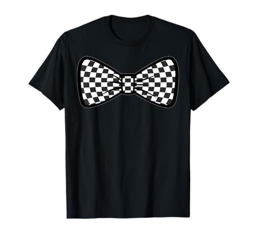 Kariertes Schachbrett Schwarz Weiß Muster Mädchen Kokette Schleife T-Shirt von Womens Coquette Bow Checkerboard Pattern Gifts