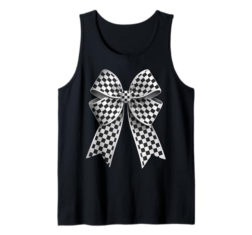 Kariertes Schachbrett Schwarz Weiß Muster Mädchen Kokette Schleife Tank Top von Womens Coquette Bow Checkerboard Pattern Gifts