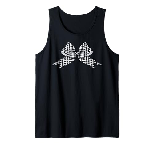 Kariertes Schachbrett Schwarz Weiß Muster Mädchen Kokette Schleife Tank Top von Womens Coquette Bow Checkerboard Pattern Gifts