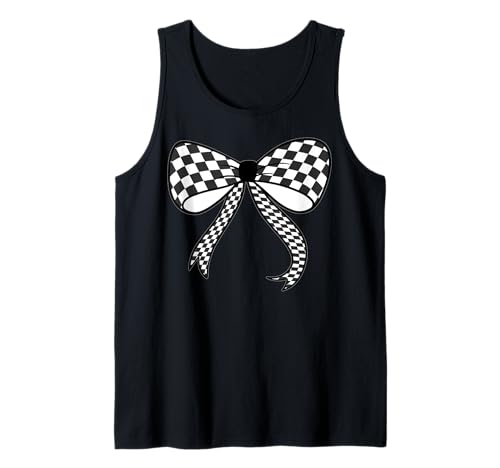 Kariertes Schachbrett Schwarz Weiß Muster Mädchen Kokette Schleife Tank Top von Womens Coquette Bow Checkerboard Pattern Gifts