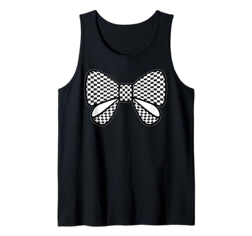 Kariertes Schachbrett Schwarz Weiß Muster Mädchen Kokette Schleife Tank Top von Womens Coquette Bow Checkerboard Pattern Gifts