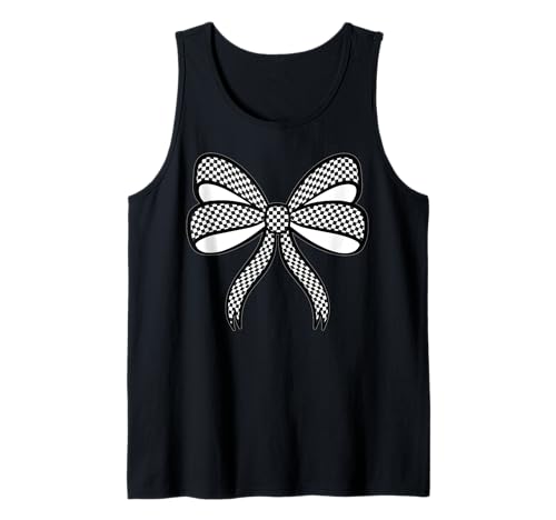 Kariertes Schachbrett Schwarz Weiß Muster Mädchen Kokette Schleife Tank Top von Womens Coquette Bow Checkerboard Pattern Gifts
