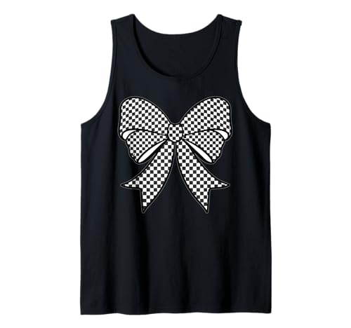Kariertes Schachbrett Schwarz Weiß Muster Mädchen Kokette Schleife Tank Top von Womens Coquette Bow Checkerboard Pattern Gifts