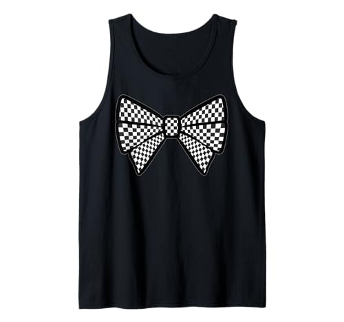 Kariertes Schachbrett Schwarz Weiß Muster Mädchen Kokette Schleife Tank Top von Womens Coquette Bow Checkerboard Pattern Gifts