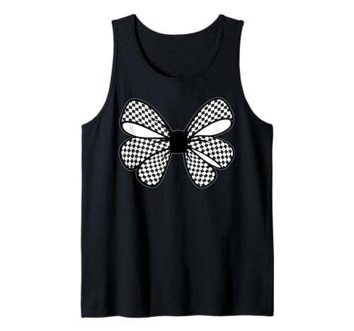 Kariertes Schachbrett Schwarz Weiß Muster Mädchen Kokette Schleife Tank Top von Womens Coquette Bow Checkerboard Pattern Gifts