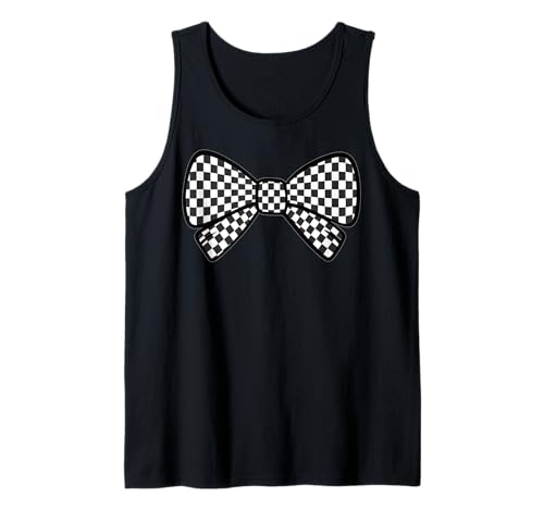 Kariertes Schachbrett Schwarz Weiß Muster Mädchen Kokette Schleife Tank Top von Womens Coquette Bow Checkerboard Pattern Gifts