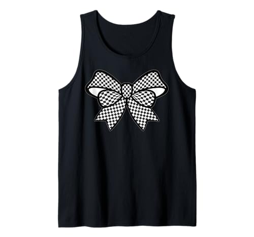 Kariertes Schachbrett Schwarz Weiß Muster Mädchen Kokette Schleife Tank Top von Womens Coquette Bow Checkerboard Pattern Gifts