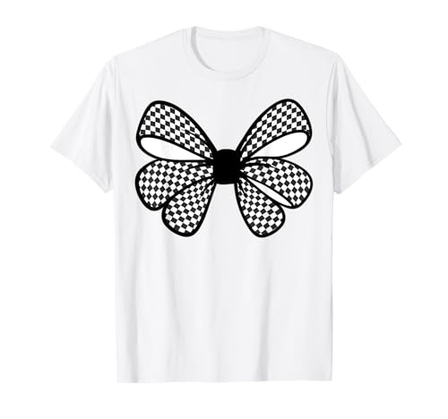 Kariertes Schachbrett Schwarz Weiß Muster Mädchen Kokette T-Shirt von Womens Coquette Bow Checkerboard Pattern Gifts