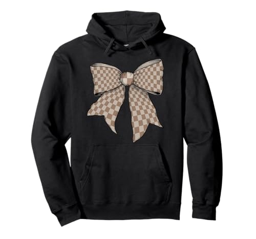 Karierte große Schachbrettschleife Pastellbraun Mädchen Kokette Pullover Hoodie von Womens Coquette Bow Checkered Checkerboard Gifts