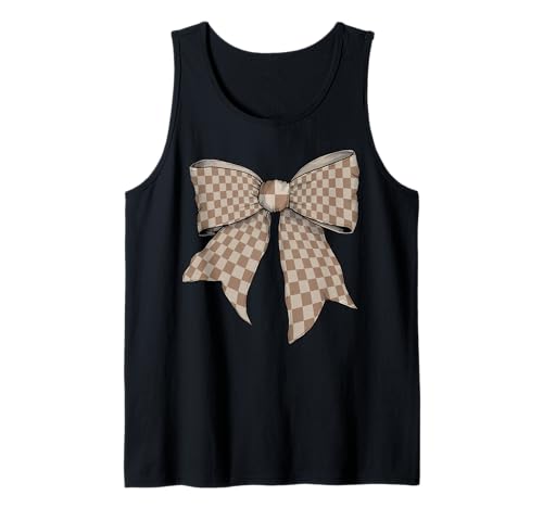 Karierte große Schachbrettschleife Pastellbraun Mädchen Kokette Tank Top von Womens Coquette Bow Checkered Checkerboard Gifts