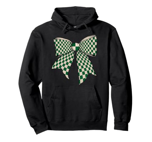 Kariertes Schachbrett Weiß Creme Grün Mädchen Kokette Schleife Pullover Hoodie von Womens Coquette Bow Checkered Checkerboard Gifts