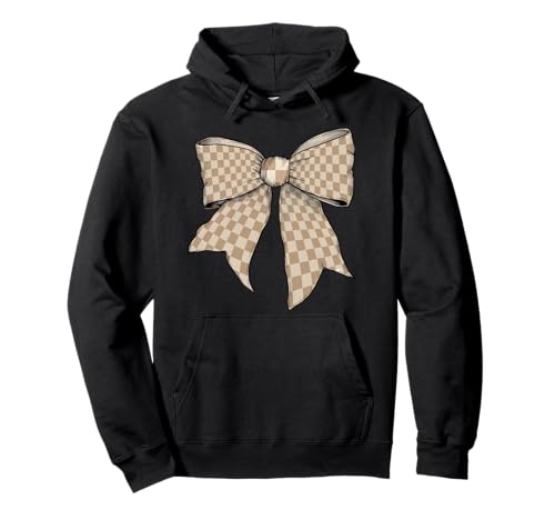 Kariertes großes Schachbrett Hellbeige Mädchen Kokette Schleife Pullover Hoodie von Womens Coquette Bow Checkered Checkerboard Gifts