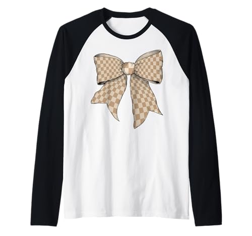 Kariertes großes Schachbrett Hellbeige Mädchen Kokette Schleife Raglan von Womens Coquette Bow Checkered Checkerboard Gifts